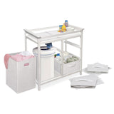 Badger Basket Modern Baby Changing Table with Hamper and 3 Baskets – White