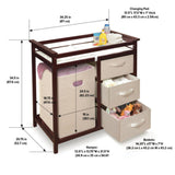 Badger Basket Modern Baby Changing Table with Hamper and 3 Baskets – Cherry