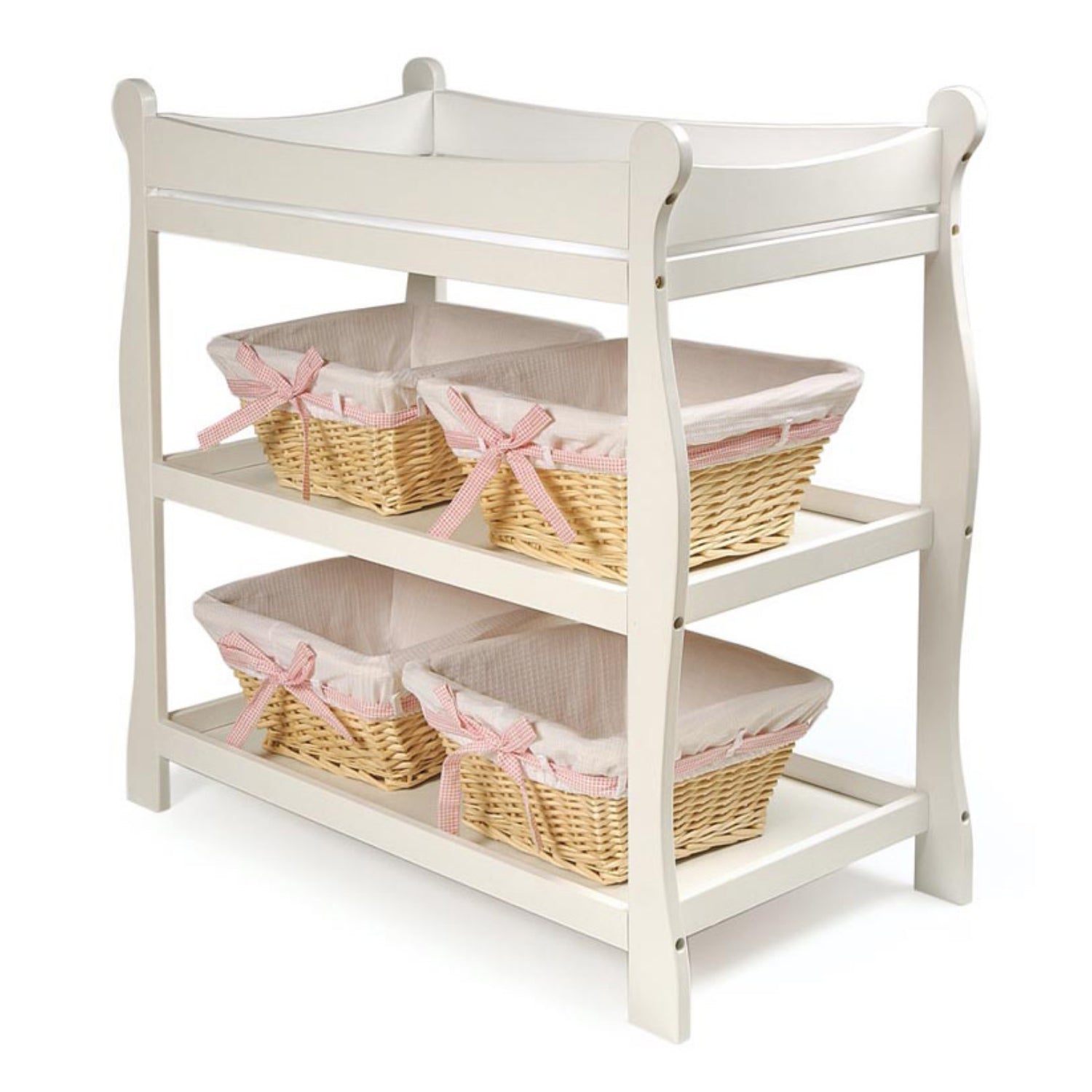 Badger Basket Sleigh Style Baby Changing Table – White