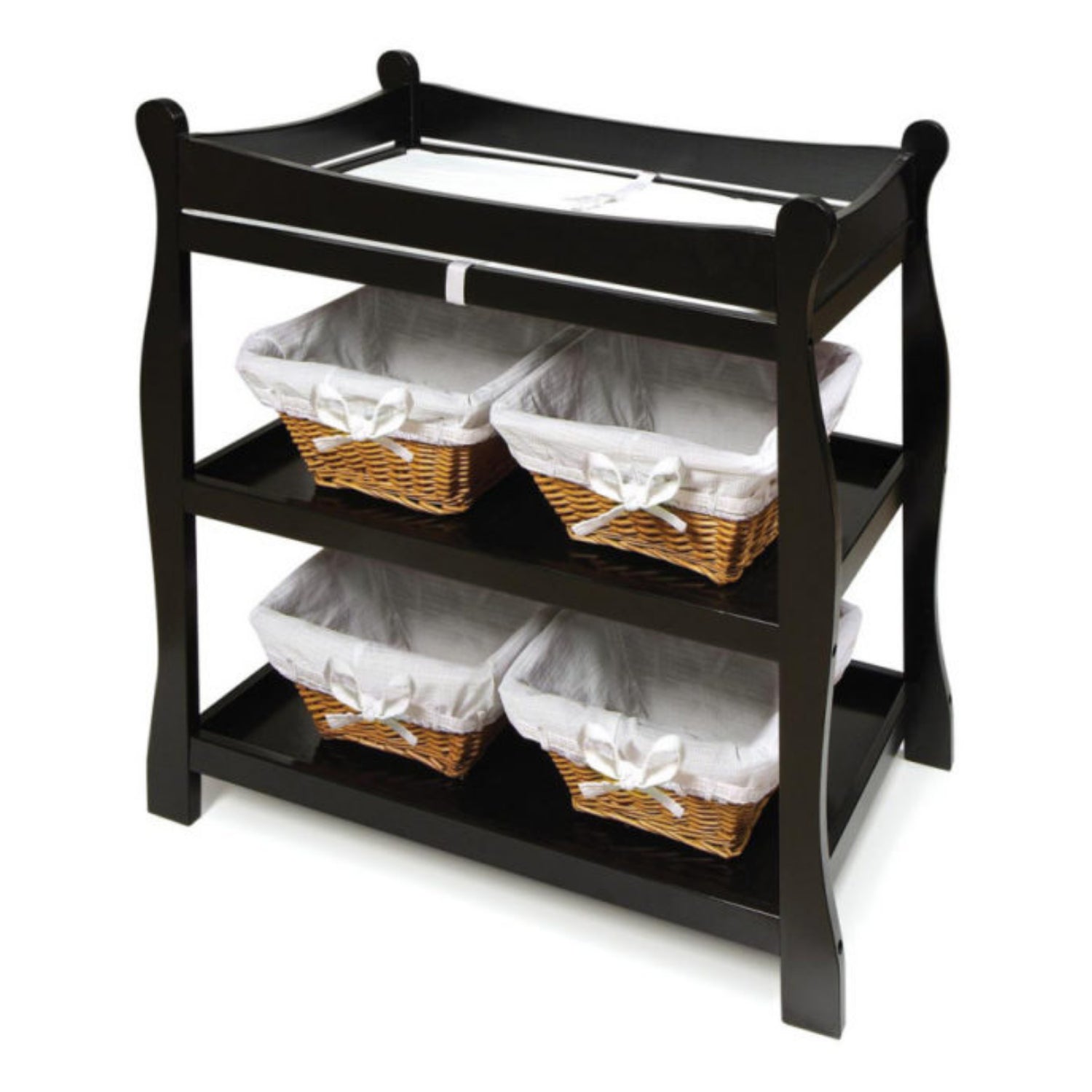 Badger Basket Sleigh Style Baby Changing Table – Black