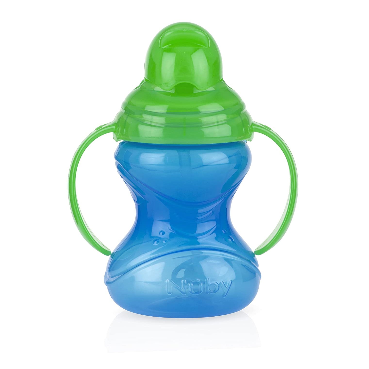 Nuby Two-Handle No-Spill Flip N' Sip Straw Cup, 8 Ounce, Red with Blue