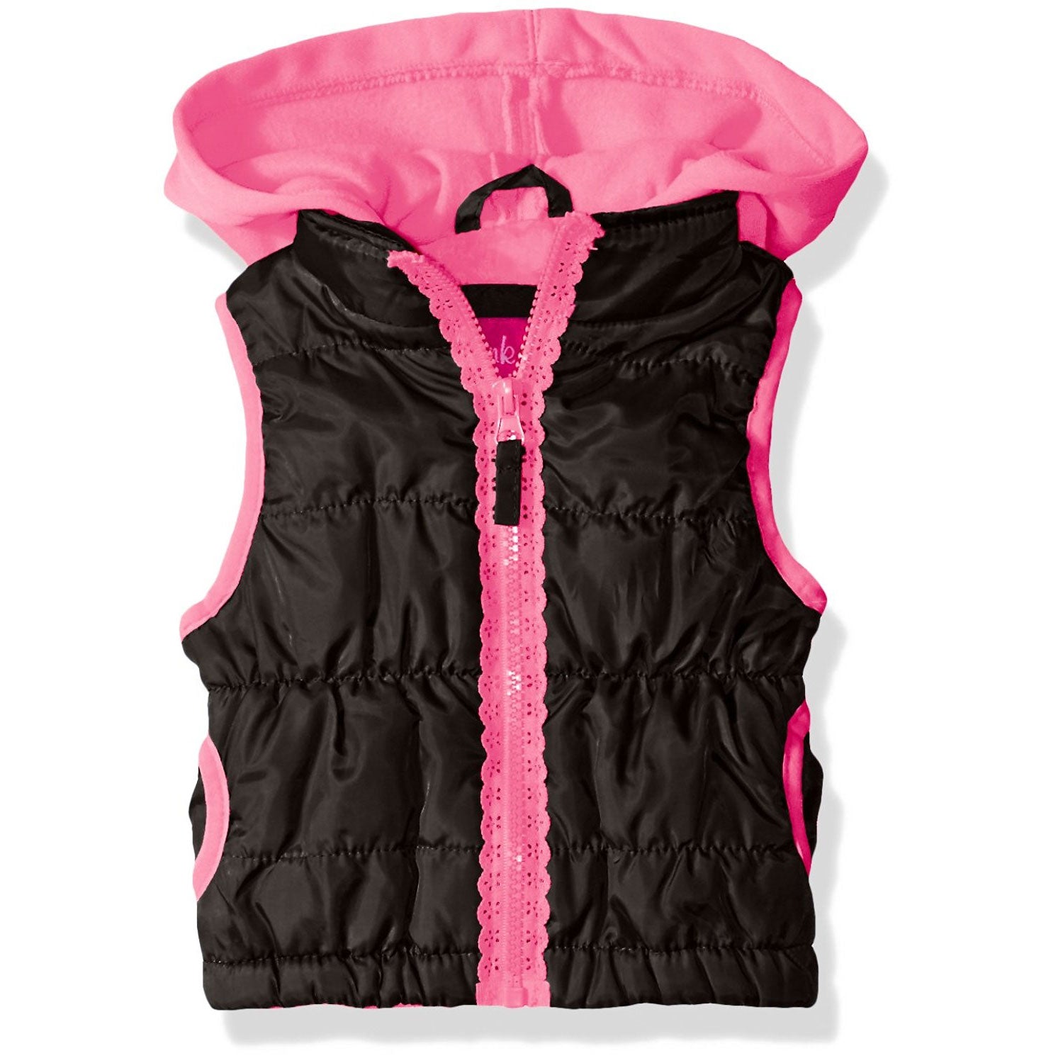 Pink Platinum Girls 2T-4T Lace Puffer Sleeveless Vest Jacket