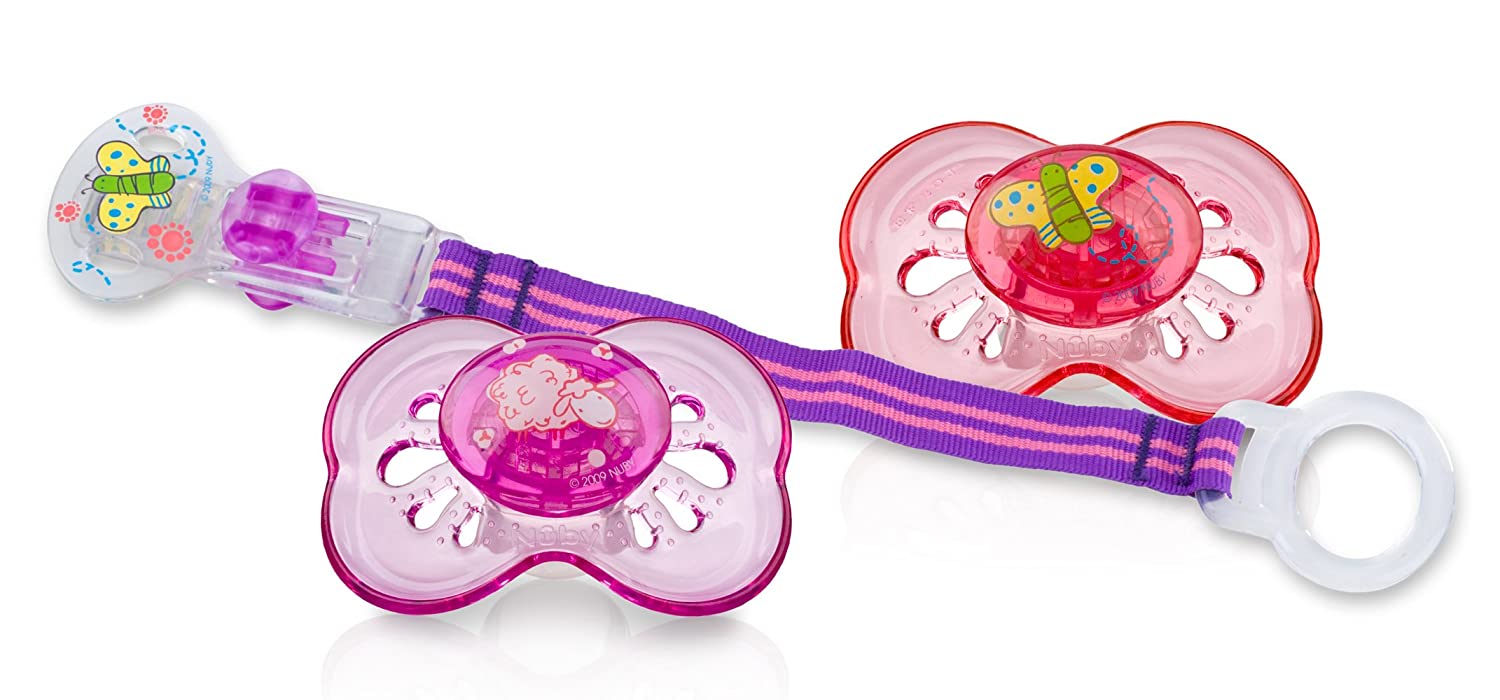 Nuby Brites Combo Includes 2 Classic Oval Pacifiers and 1 Pacifinder, Colors May Vary