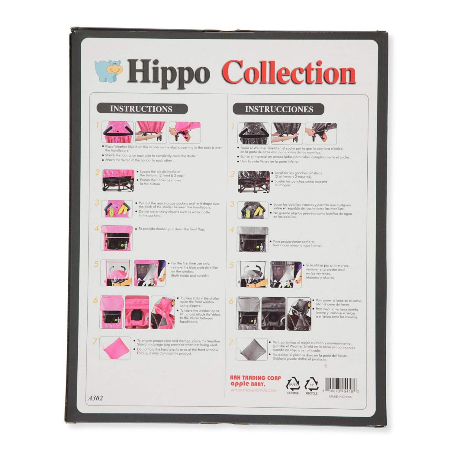 Hippo Collection Universal Stroller Weather Shield - Gray, one Size