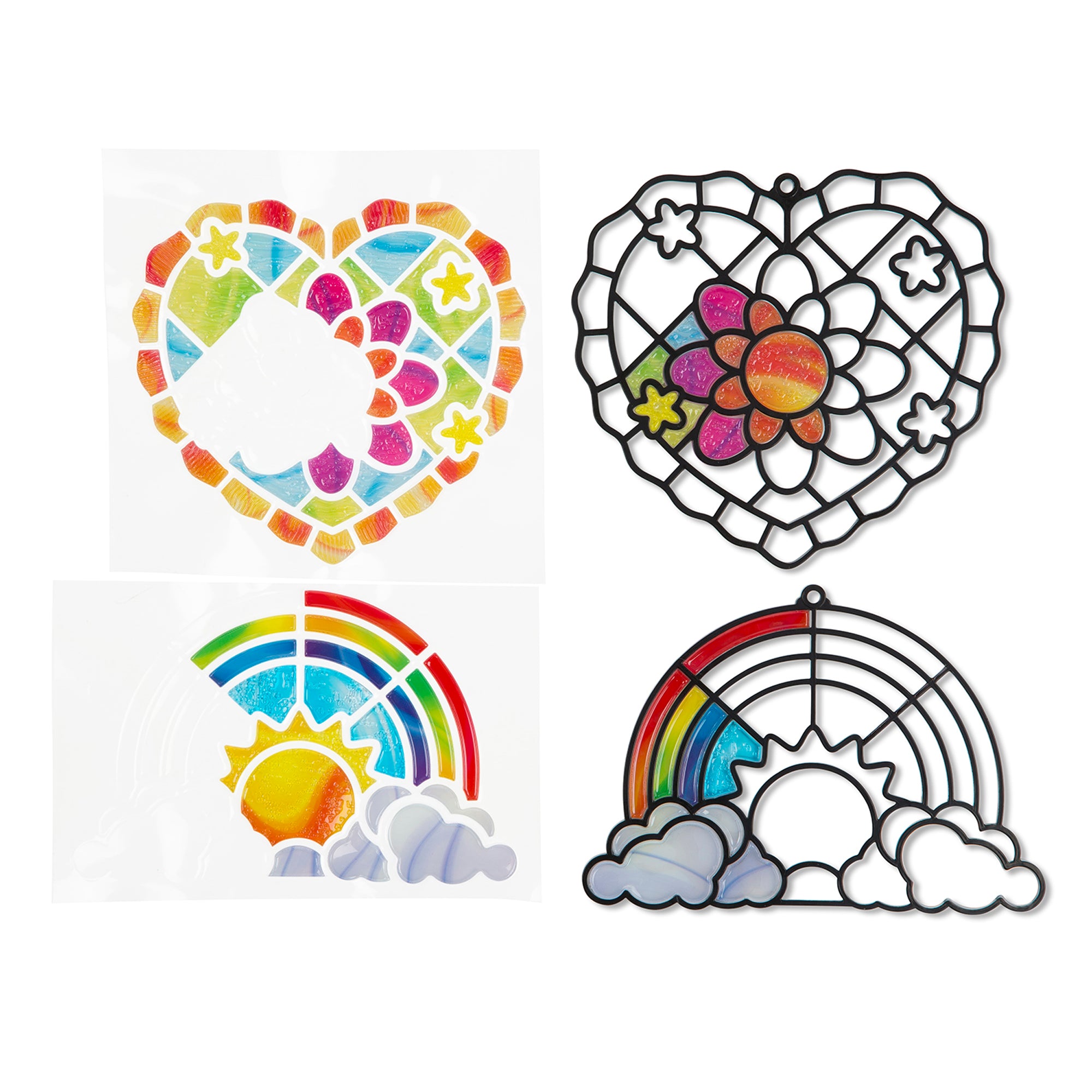 Melissa and Doug Stained Glass Made Easy - Rainbow & Hearts Ornaments