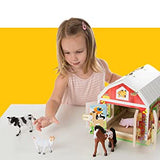 Melissa & Doug Latches Wooden Activity Barn with 5 Doors, 4 Play Figure Farm Animals