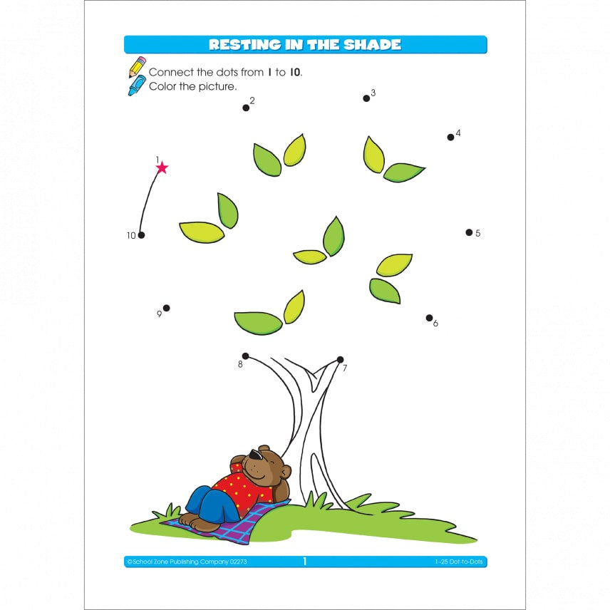 School Zone 1-25 Dot-to-Dots Preschool Workbook