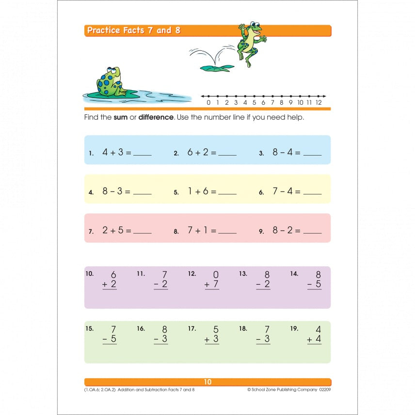 School Zone Addition & Subtraction Grades 1-2 Workbook