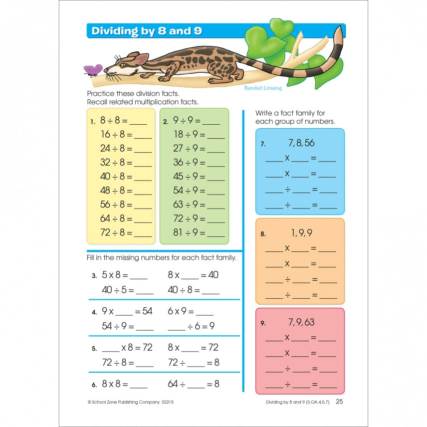 School Zone Multiplication & Division Grades 3-4 Workbook