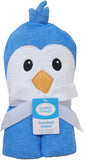 Luvable Friends Animal Face Hooded Towel, Blue Penguin