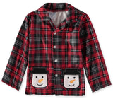 Mon Petit Boys 12-24 Months Plaid Snowman Pajama Set