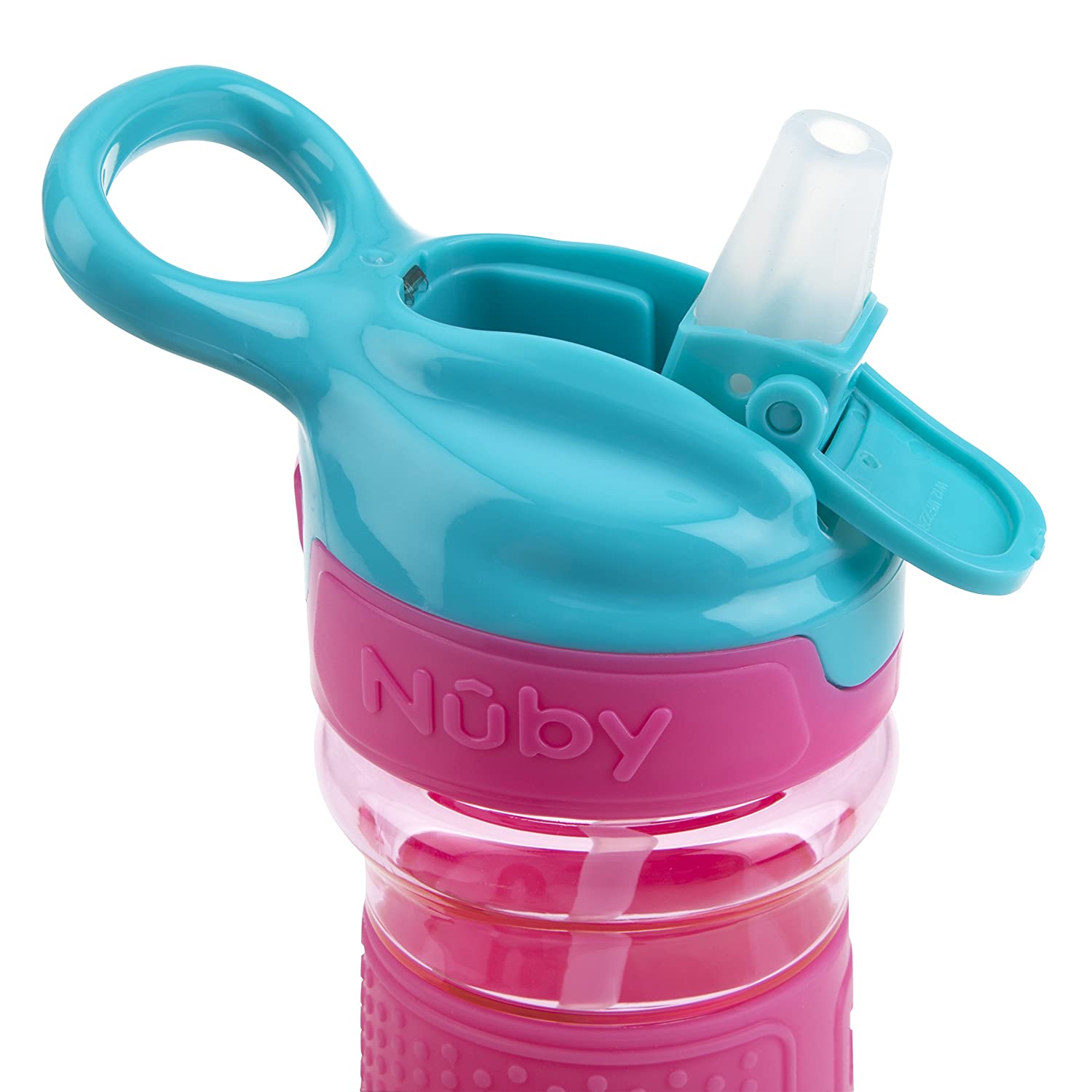 Nuby Thirsty Kids Tritan Free Flow Pop Up Super Slurp Water Bottle, Shark,  1 Pack, 12 Oz