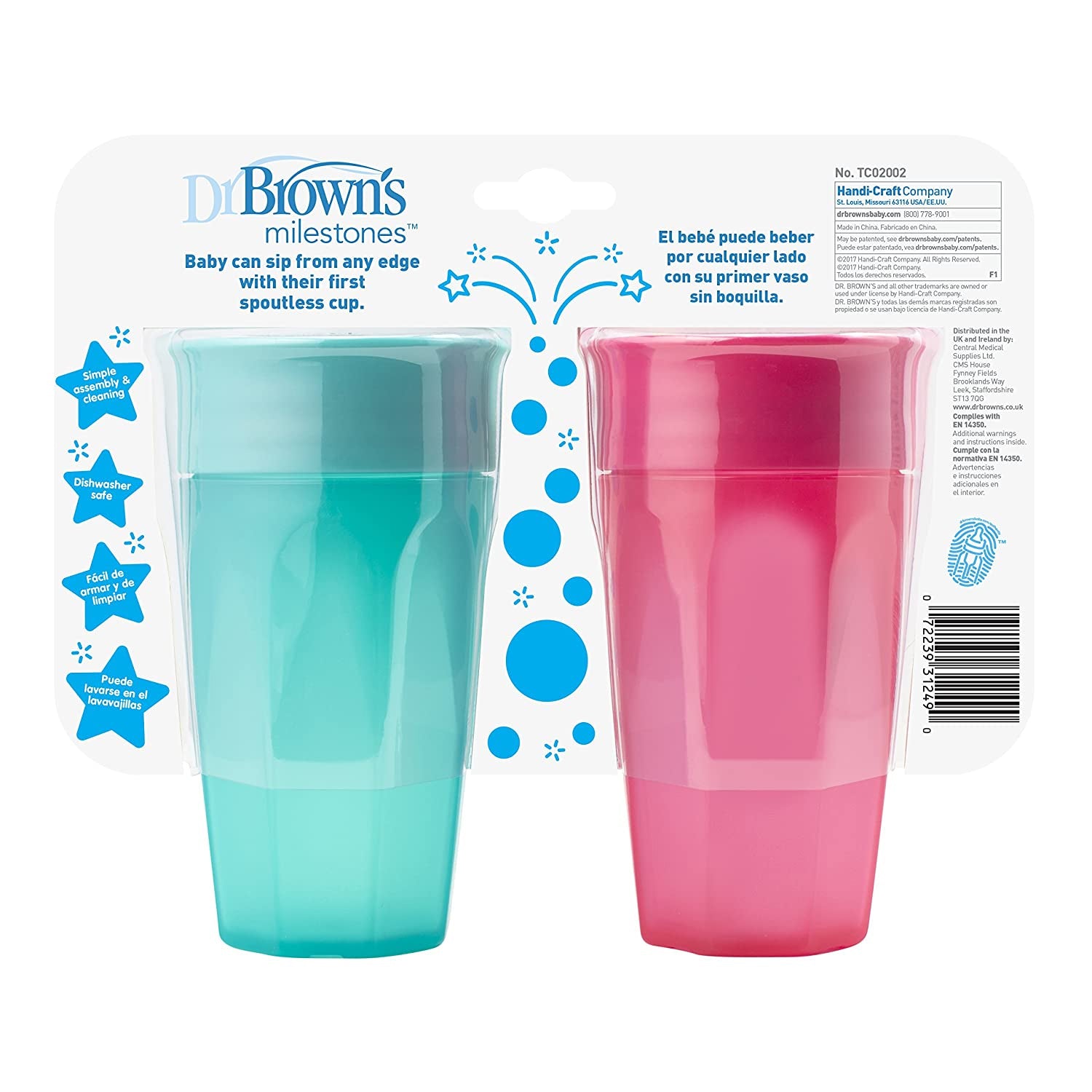 Dr. Browns Cheers 360 Spoutless Training Cup, 9m+, 10 Ounce, Pink/Turq –  S&D Kids