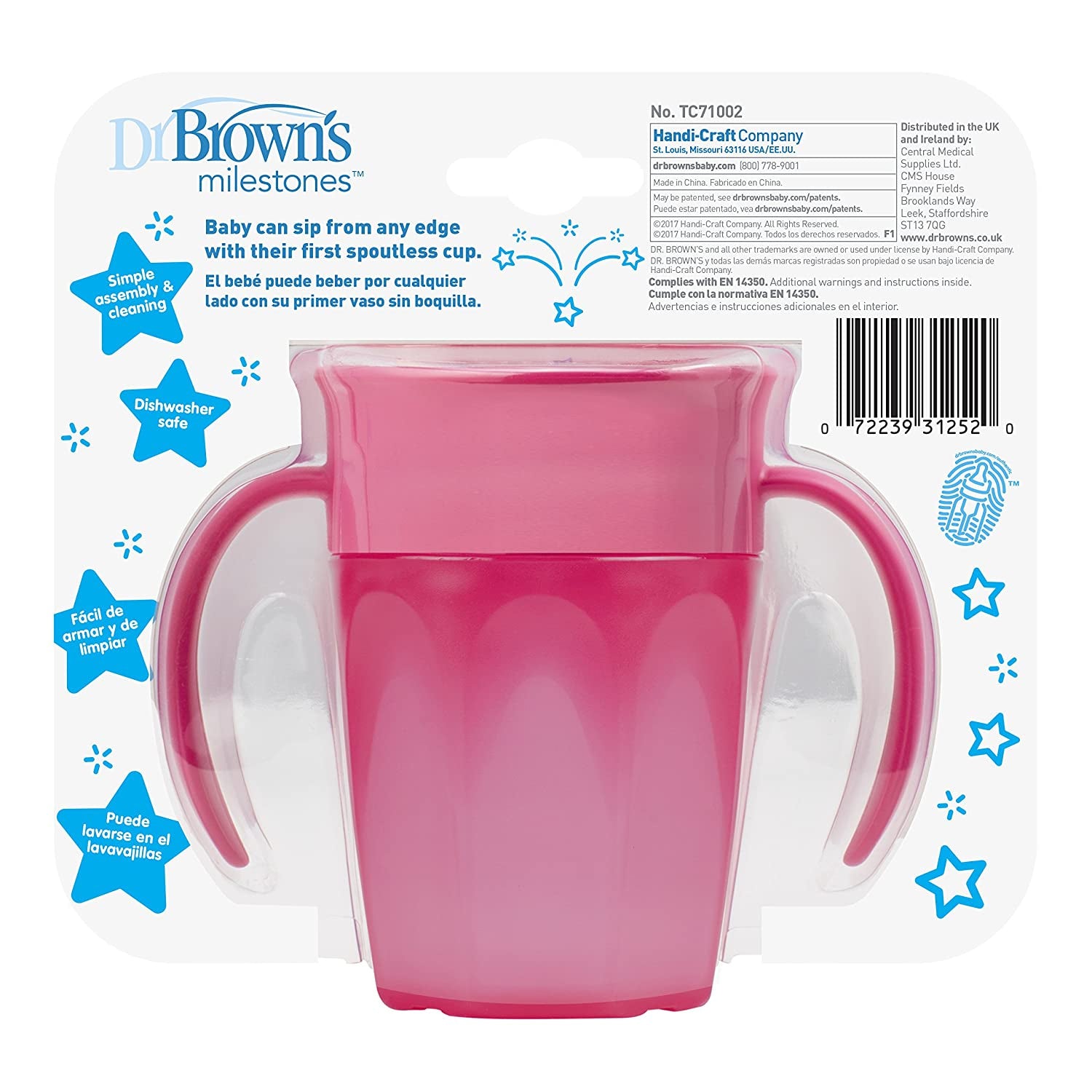 Dr. Brown's Milestones Baby's First Straw Sippy Cup - Pink - 2pk