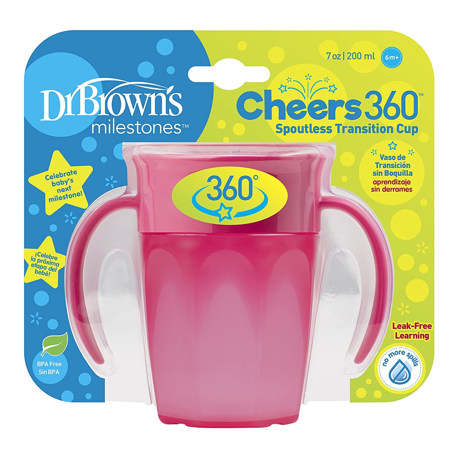 Dr. Brown's Milestones Sippy Straw Bottle with Silicone Handles - Aqua