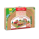 Melissa & Doug 17-Piece Wooden Take-Along Tabletop Farm, 4 Farm Vehicles, Play Pieces, Barn, Grain House
