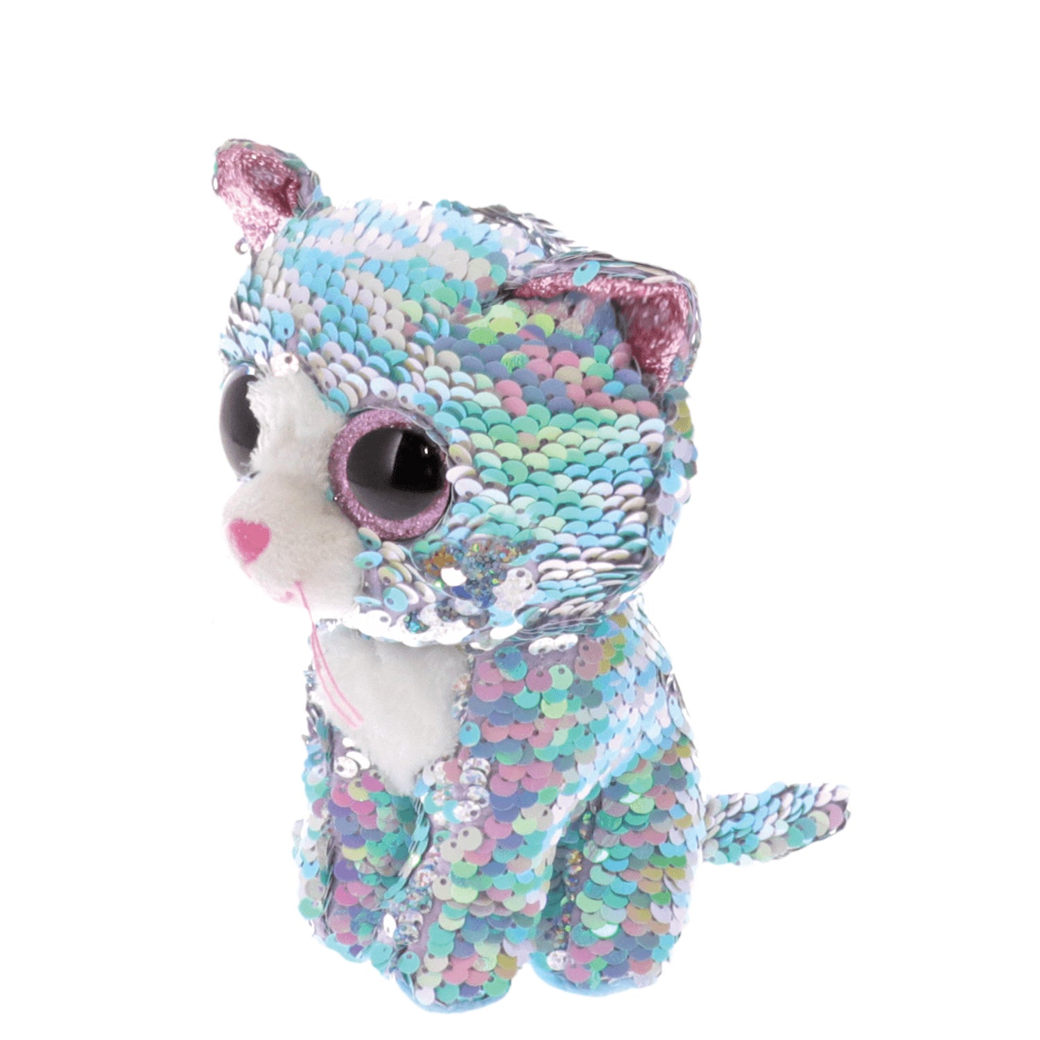 TY Whimsy Reversible Sequin Blue Cat