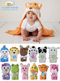Luvable Friends Animal Face Hooded Towel, Purple Penguin