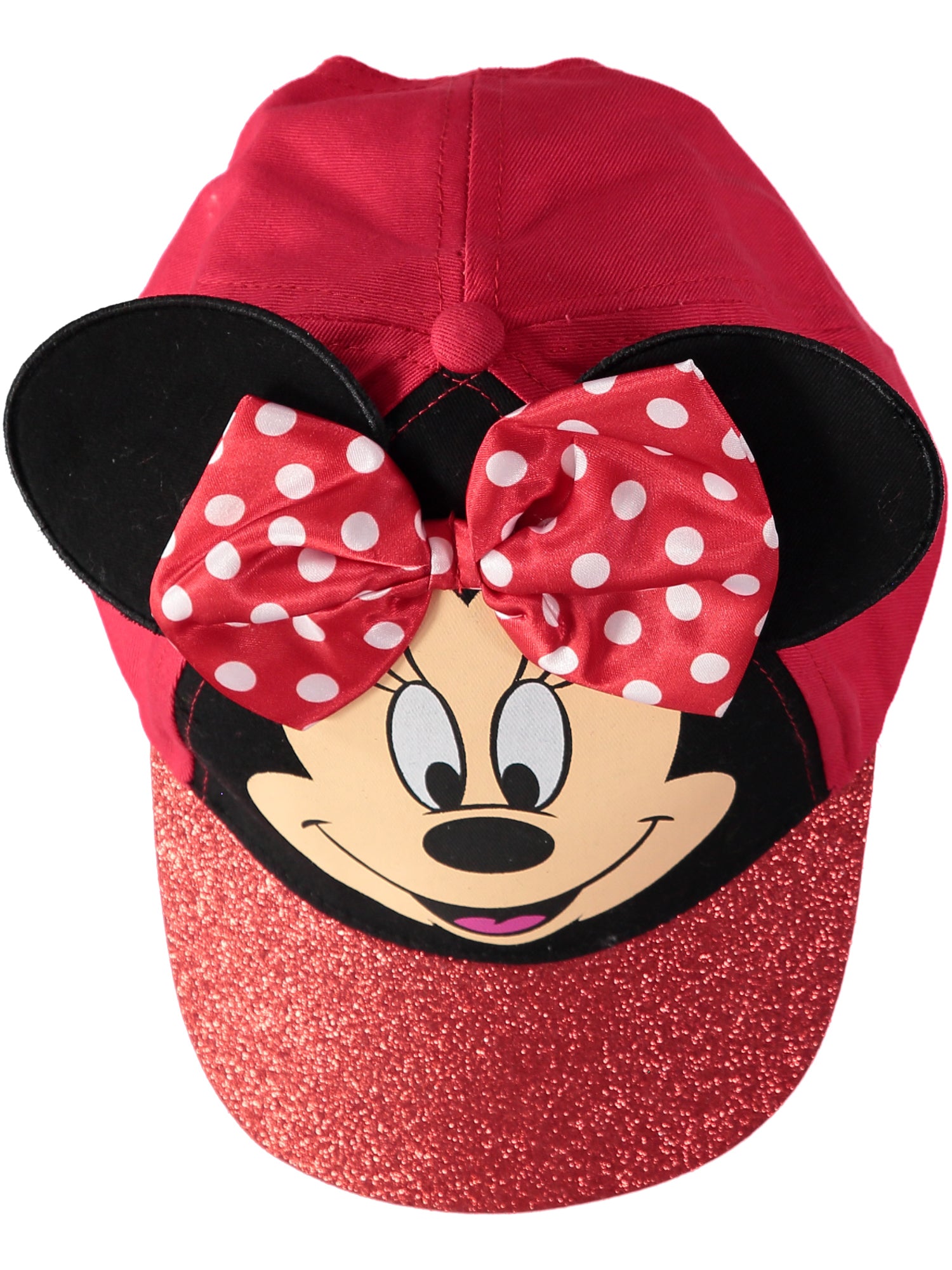 Disney Minnie Mouse Baseball Cap with 3D Ears, Bow & Glitter Rim