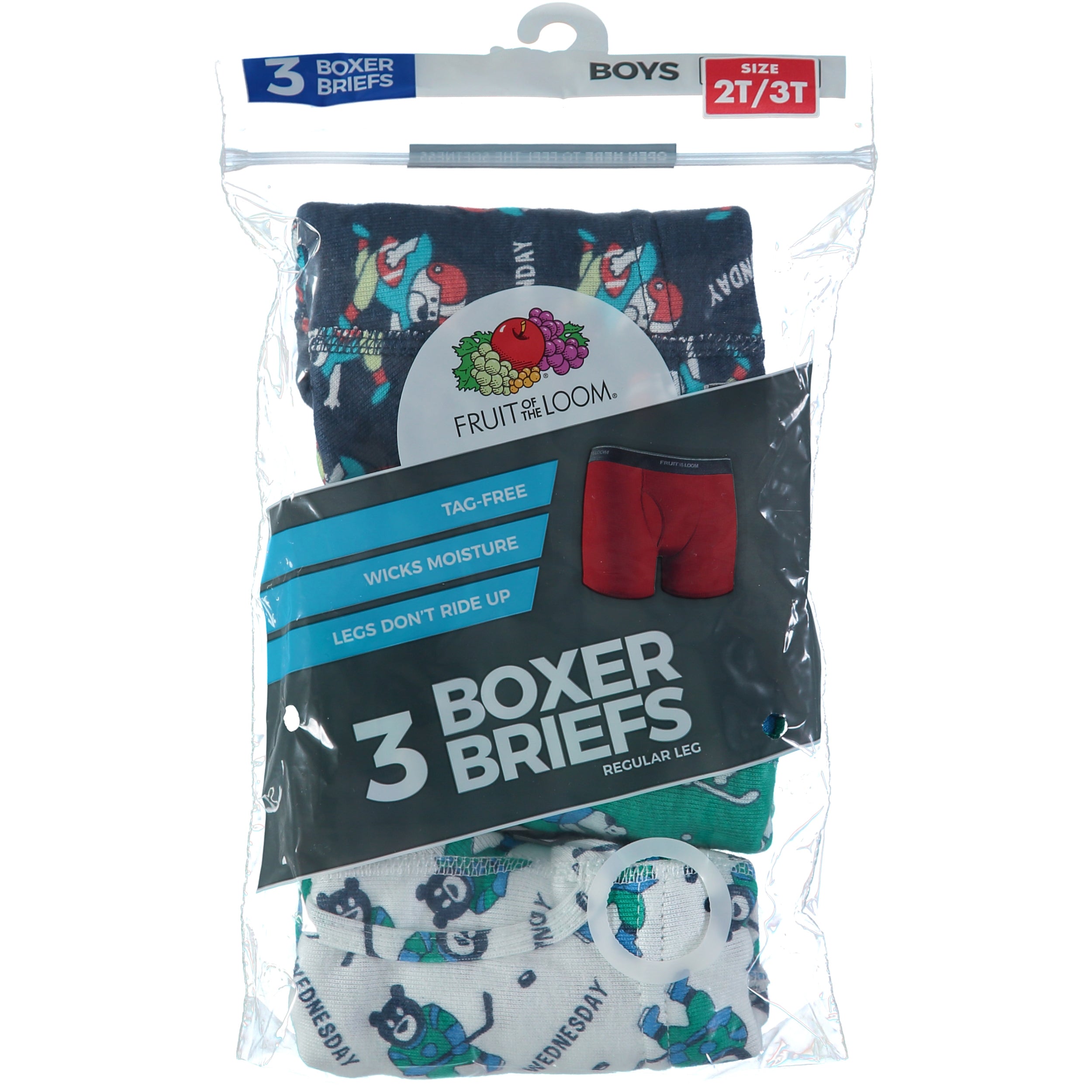 Fruit of the Loom Boys 2T-5T 3 Pack Boxer Brief