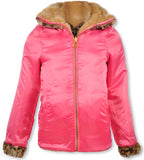 Jessica Simpson Girls 7-16 Leopard Trim Reversible Jacket