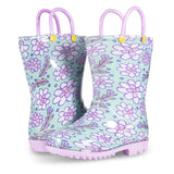 Lilly Of New York Girls 5-10 Toddler Floral Mint Rainboot
