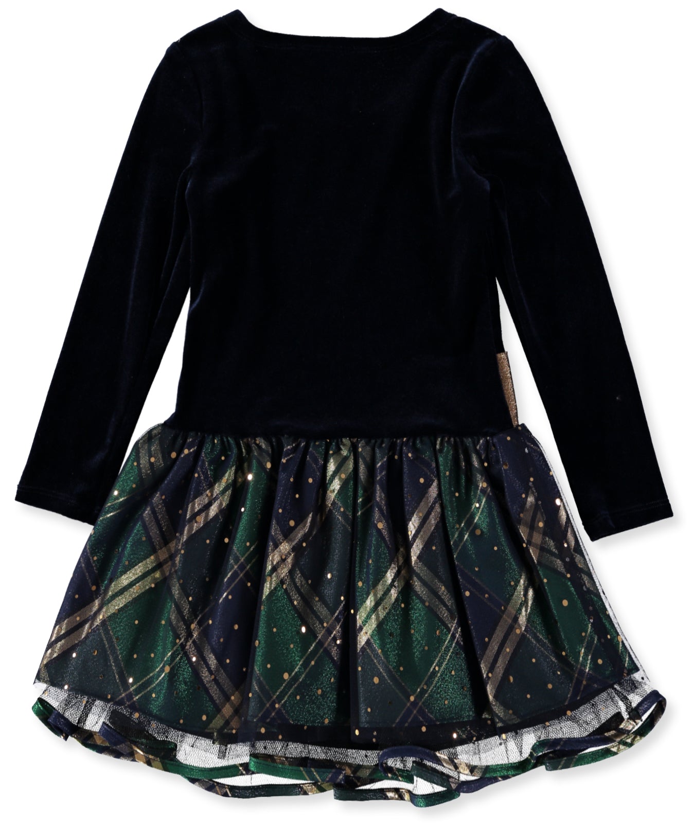Bonnie Jean Big Girls Velvet Plaid Dress - Navy/green Bonnie Jean Big Girls Velvet Plaid Dress - Navy/green