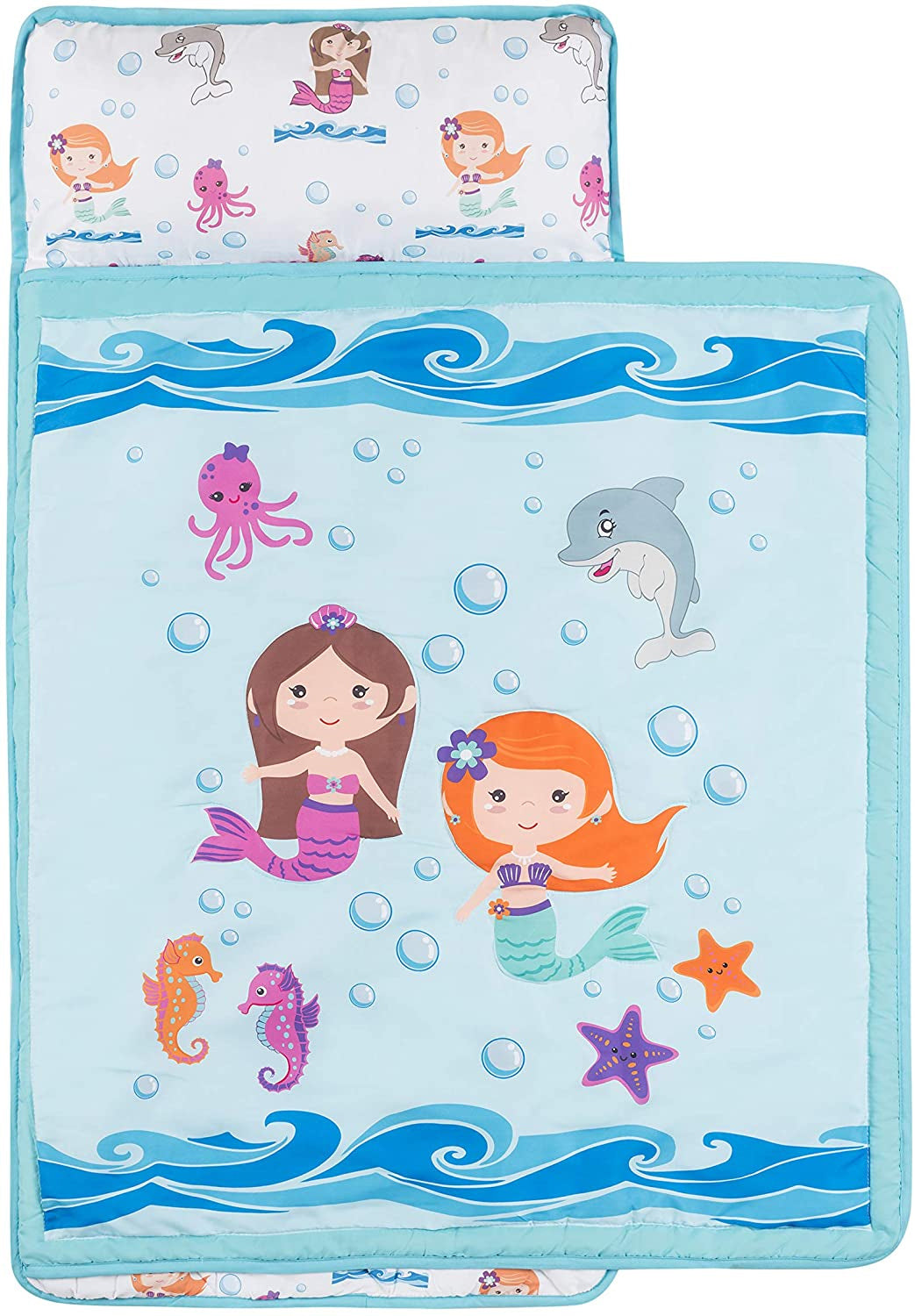Everyday Kids Underwater Mermaids Toddler Nap Mat with Pillow