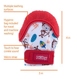 Nuby Soothing Teething Mitten with Hygienic Travel Bag, Red Monkey
