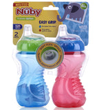 Nuby No Spill Easy Grip Trainer Cup 10 oz, Blue/Red - 2 Pack