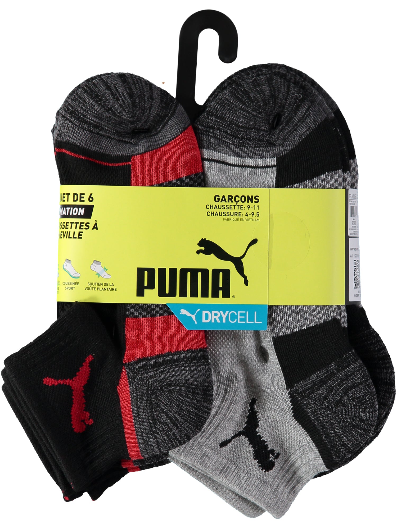 PUMA Boys 8-20 6-Pack Quarter Sock