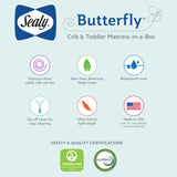 Sealy Butterfly Breathable Knit Waterproof Standard Crib & Toddler Mattress