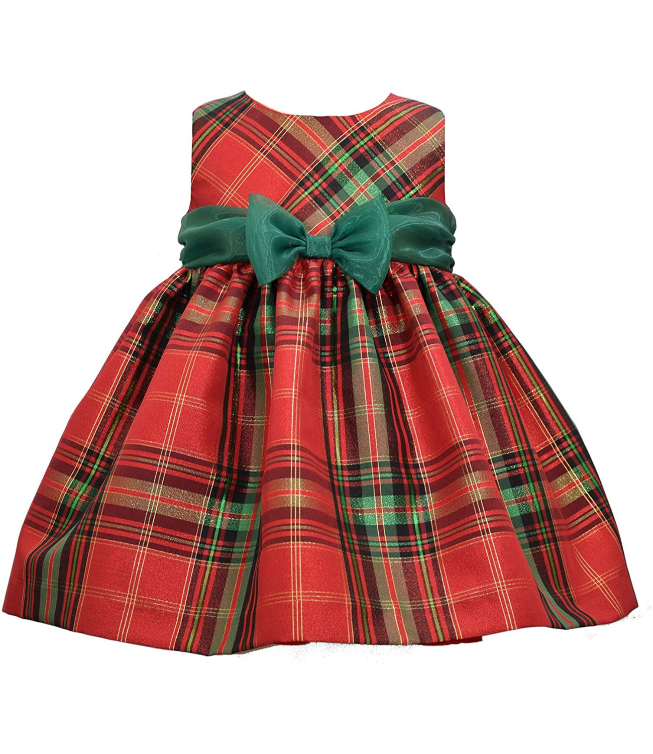 Bonnie Baby Christmas Dress - Plaid with Red Cardigan