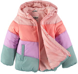 Osh Kosh Girls 4-6X Colorblocked Chevron Puffer Jacket