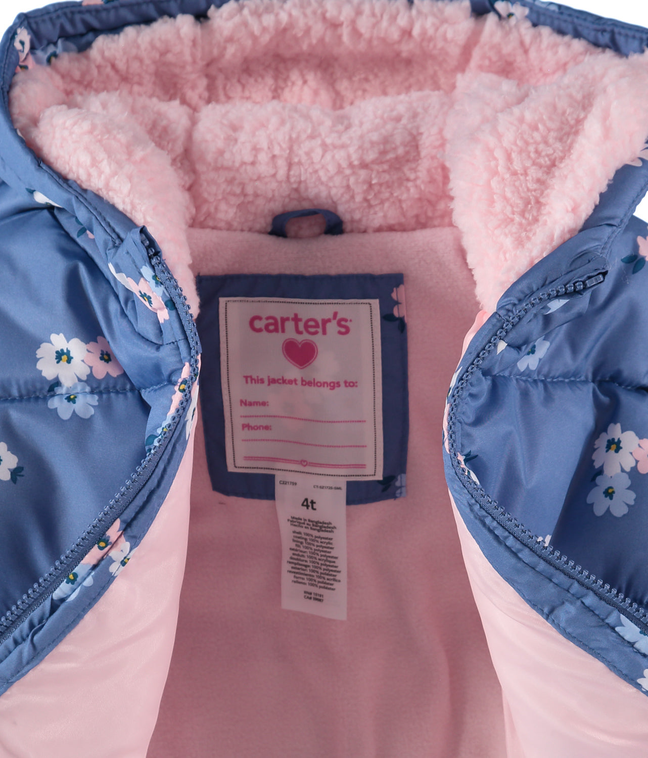 Carters Girls 2T-4T Floral Puffer Jacket