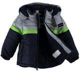 London Fog Boys 2T-4T Colorblock Puffer Jacket with Fleece Hat