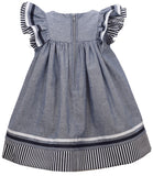Bonnie Baby 0-24 Months Flutter Sleeve Chambray Nautical Dress