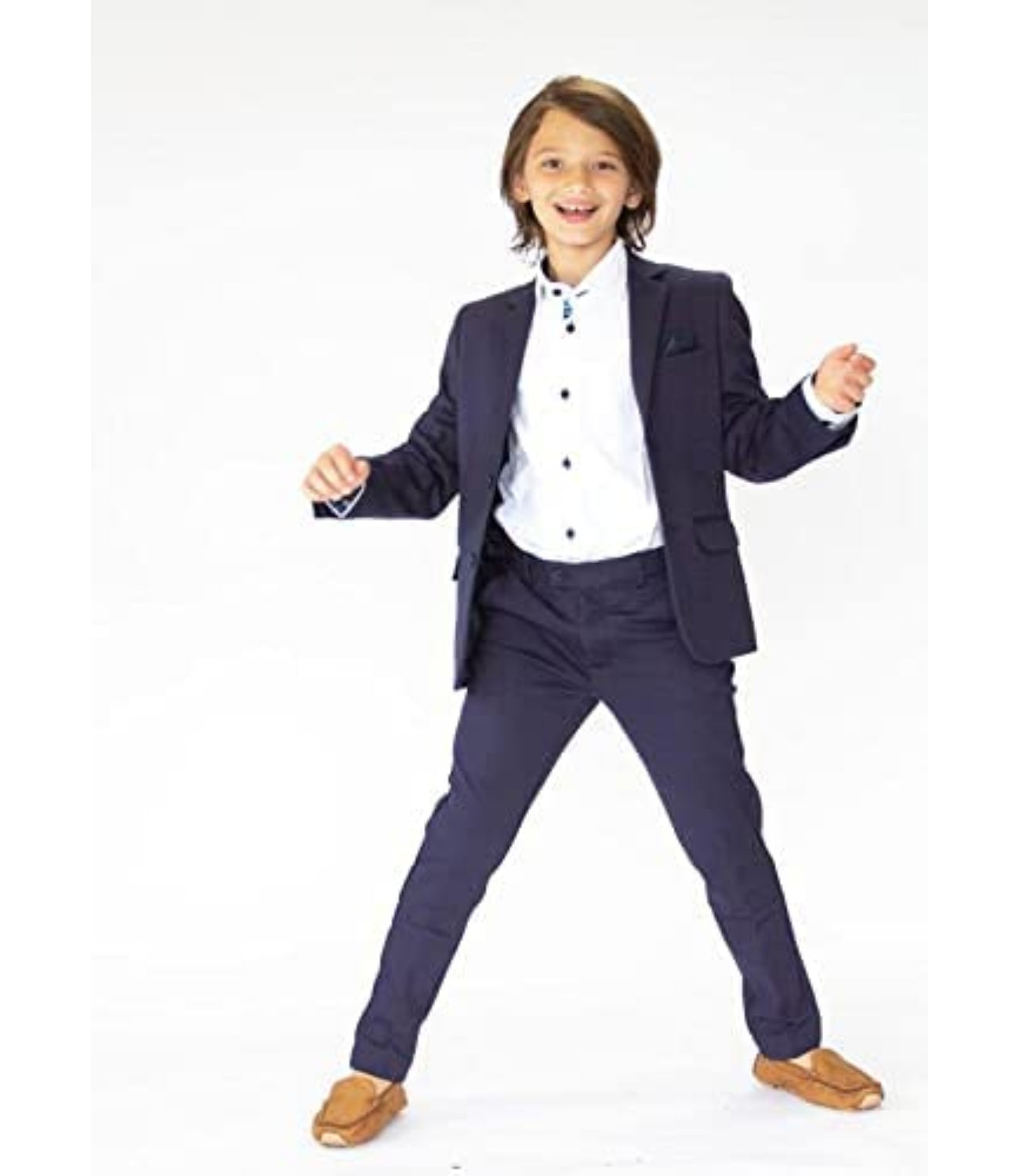 leo and zachary dress shirts Leo and Zachary Inc. Boys White with Royal Ls Dress Shirt