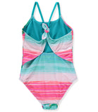 Breaking Waves Girls 7-16 One Piece Palm Bow Swimsuit