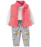 Carters Girls 0-24 Months 3-Piece Butterfly Vest Set
