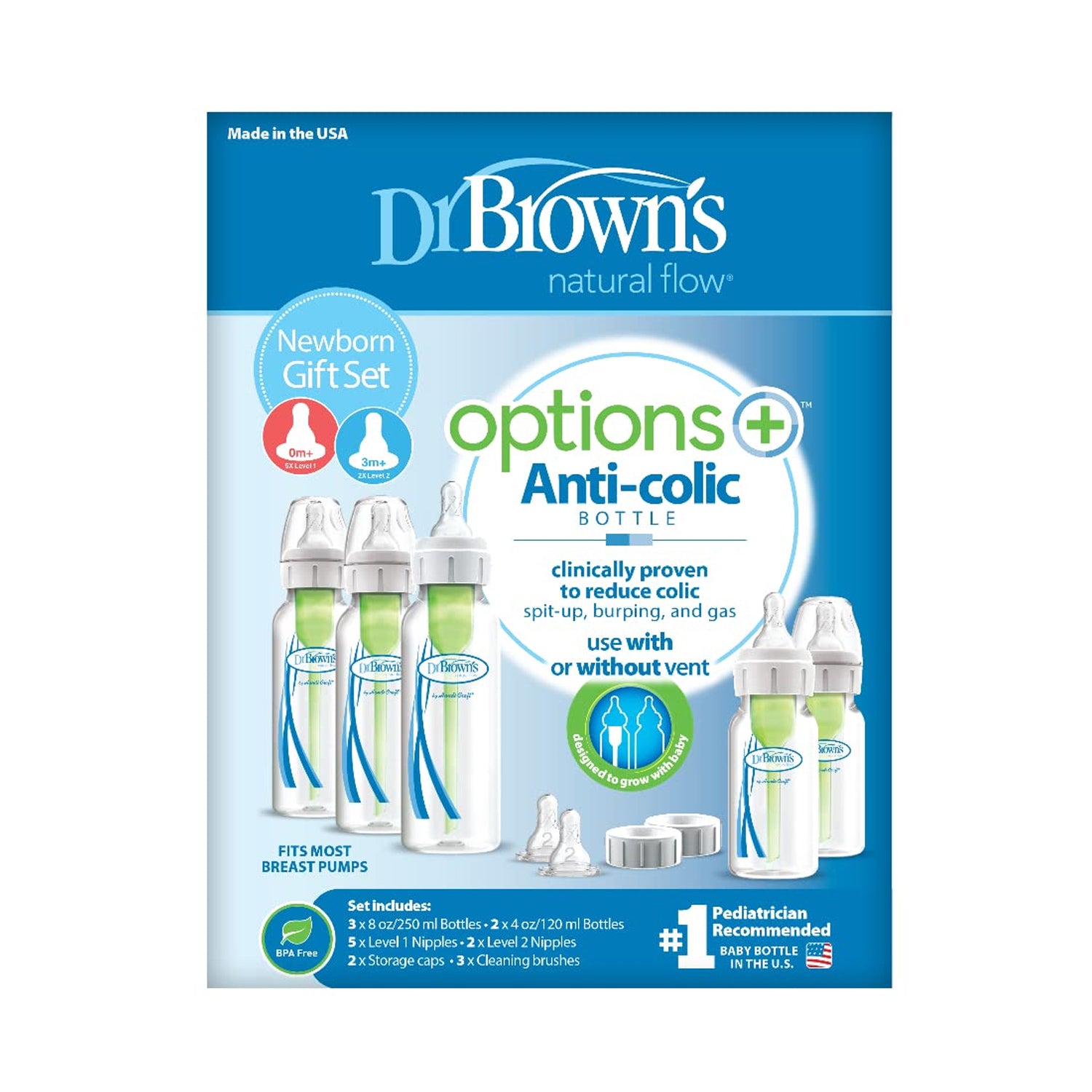 Dr. Brown s Natural Flow Anti-Colic Baby Bottle with Level 1 Slow Flow  Nipples 4oz 4 Pack 4 Pack 4 oz