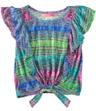 2-Hip Girls 7-16 Stripe Flutter Top