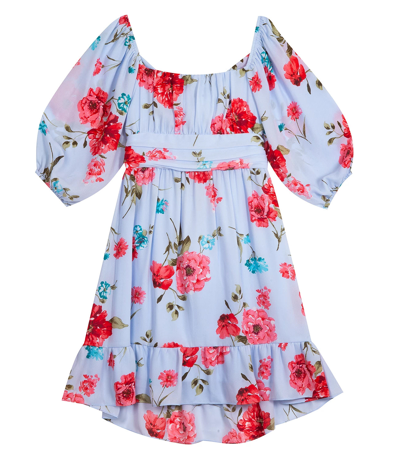 Rare Editions Girls 7-16 Floral Bubble Sleeve Dress S&D Kids Rare Editions Girls 7-16 Floral Bubble Sleeve Dress S&D Kids