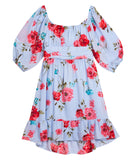Rare Editions Girls 7-16 Floral Bubble Sleeve Dress