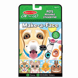 Melissa and Doug Make-a-Face Pets Reusable Sticker Pad - On the Go Travel Activity