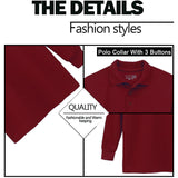 Galaxy Boys 4-7 Long Sleeve Polo School Uniform Shirt