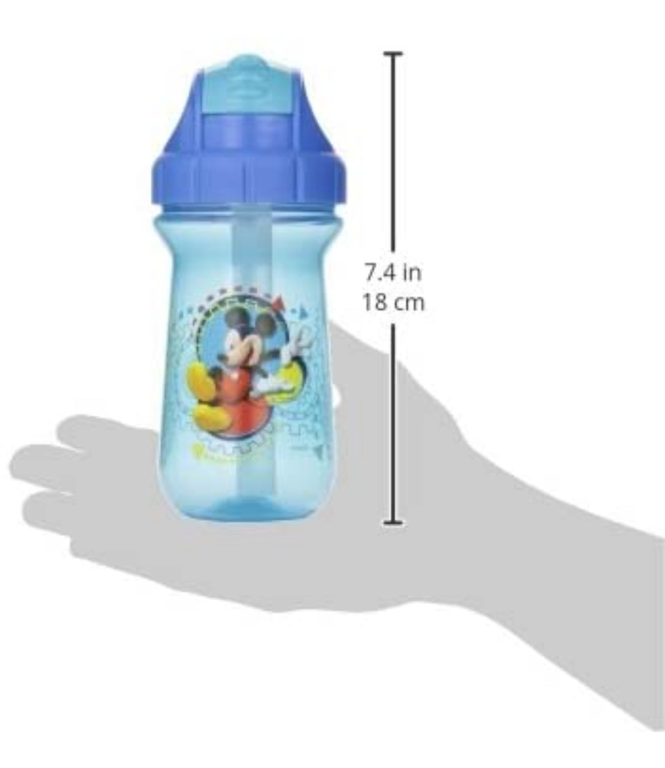 The First Years Disney Mickey Mouse Toddler Straw Cups - Disney Toddler Cups with Name Tag Charm - 18 Months and Up - 10 oz - 2 Count