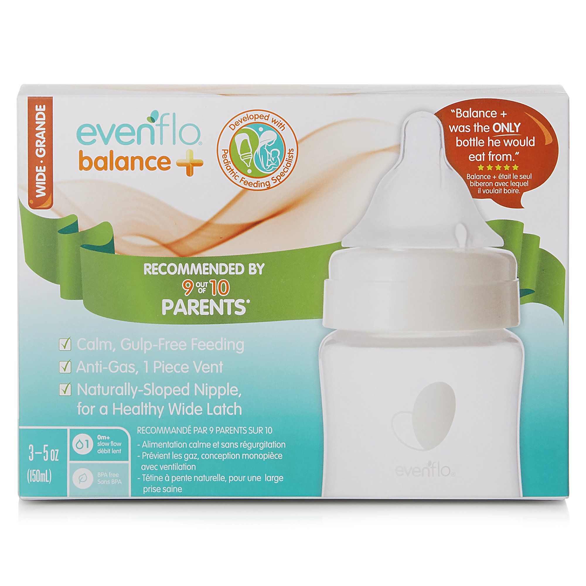 evenflo balance slow flow Evenflo Balance+ Wide Neck Baby Bottle - 5oz