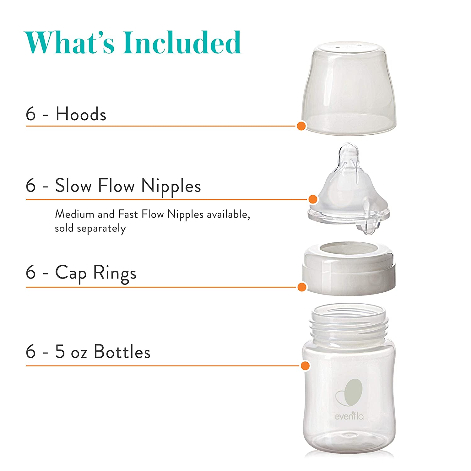 evenflo balance plus standard neck Evenflo 5 Ounce 6 Pack Balance and Wide Neck Bottles