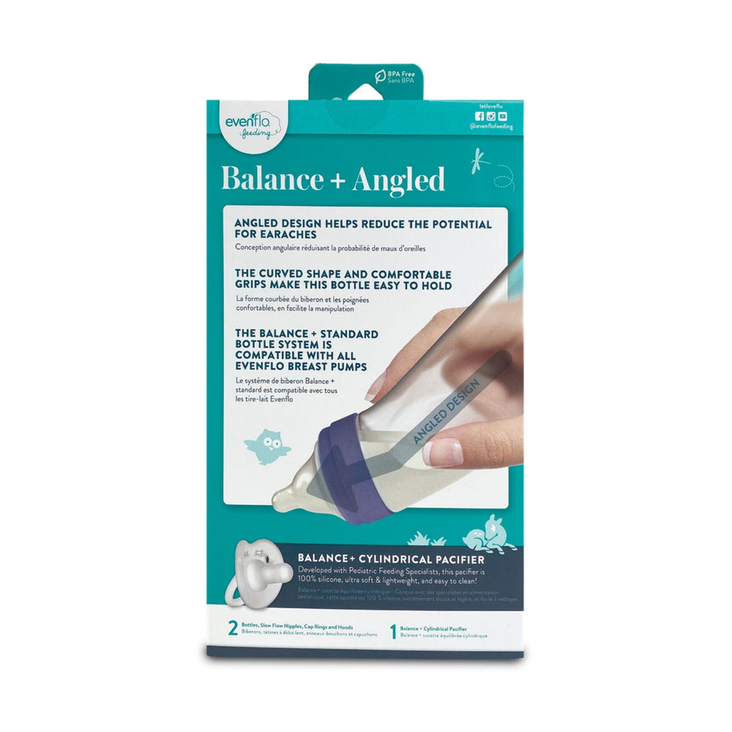 evenflo feeding advanced angled vented bottles Evenflo Feeding Balance+ Angled Bottle 9 Oz 2-Pack With Pacifier – S&D Kids